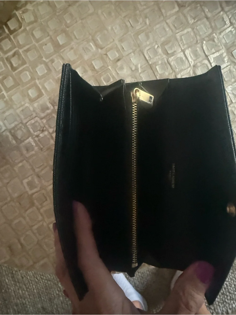 Yves Saint Laurent Black Leather Quilted Wallet with Gold Logo - Picture 3 of 3
